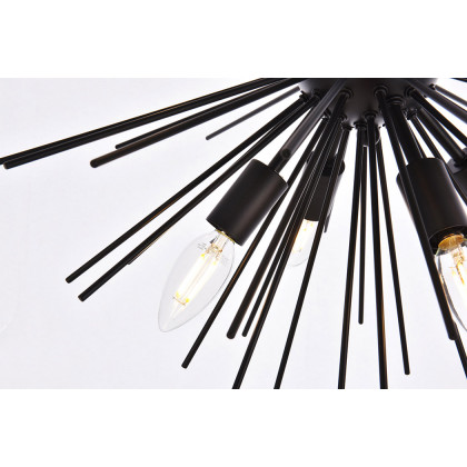 Elegant Timber 8 Light Pendant - Black, L 20" (LD5051D20BK)