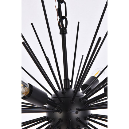 Elegant Timber 8 Light Pendant - Black, L 20" (LD5051D20BK)