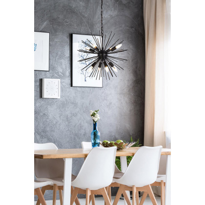 Elegant Timber 8 Light Pendant - Black, L 20" (LD5051D20BK)