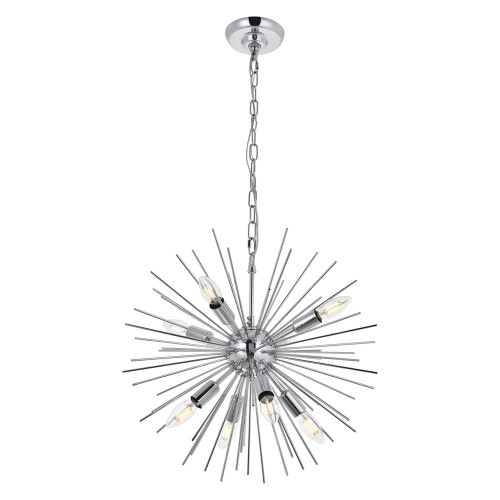 Elegant Timber 8 Light Pendant - Chrome, L 20" (LD5051D20C)