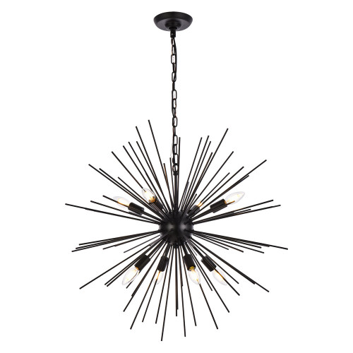 Elegant Timber 8 Light Pendant - Black, L 30" (LD5051D30BK)