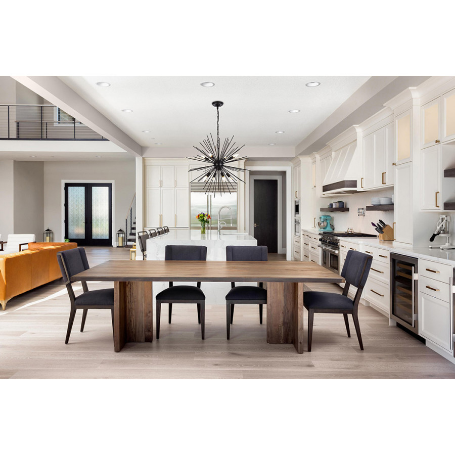 Elegant Timber 8 Light Pendant - Black, L 30" (LD5051D30BK)