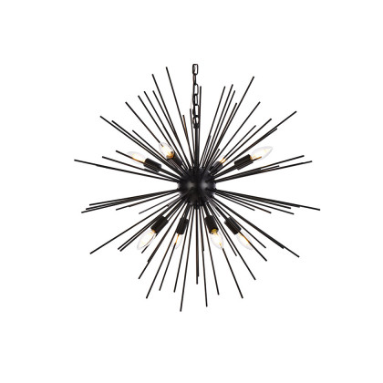 Elegant Timber 8 Light Pendant - Black, L 30" (LD5051D30BK)