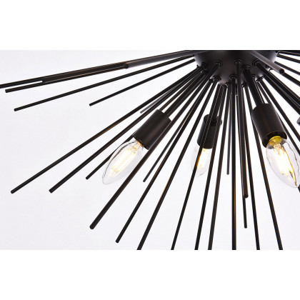 Elegant Timber 8 Light Pendant - Black, L 30" (LD5051D30BK)