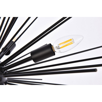 Elegant Timber 8 Light Pendant - Black, L 30" (LD5051D30BK)