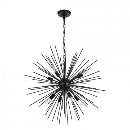 Elegant Timber 8 Light Pendant - Black, L 30" (LD5051D30BK)