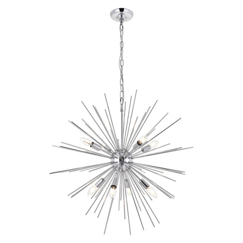Elegant Timber 8 Light Pendant - Chrome, L 30" (LD5051D30C)