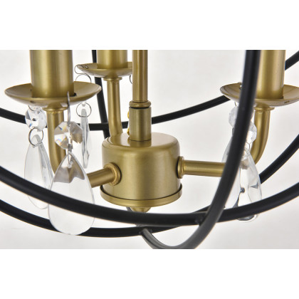 Elegant Wallace 3 Light Pendant - Brass/Black, L 12" (LD5055D12BRB)