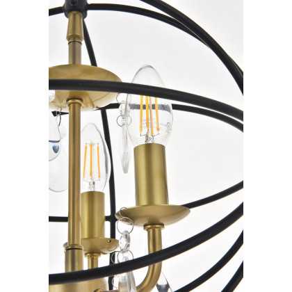 Elegant Wallace 3 Light Pendant - Brass/Black, L 12" (LD5055D12BRB)