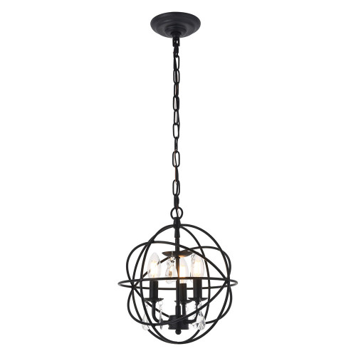 Elegant Wallace 3 Light Pendant - Matte Black, L 12" (LD5055D12MB)