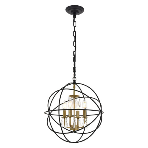 Elegant Wallace 3 Light Pendant - Brass/Black, L 16" (LD5055D16BRB)
