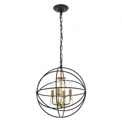 Elegant Wallace 3 Light Pendant - Brass/Black, L 16" (LD5055D16BRB)