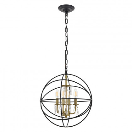 Elegant Wallace 3 Light Pendant - Brass/Black, L 16" (LD5055D16BRB)