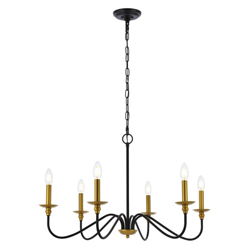 Elegant Rohan Chandelier - Brass/Black, L 30" (LD5056D30BRB)