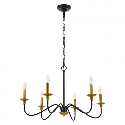 Elegant Rohan Chandelier - Brass/Black, L 30" (LD5056D30BRB)