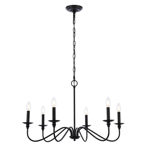 Elegant Rohan Chandelier - Matte Black, L 30" (LD5056D30MB)