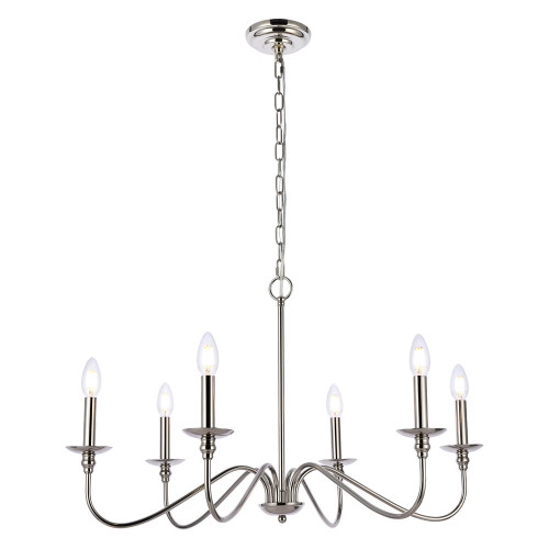 Elegant Rohan Chandelier - Polished Nickel, L 30" (LD5056D30PN)