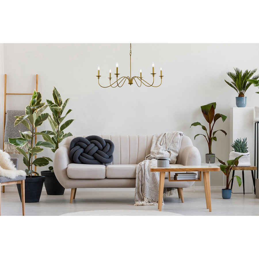 Elegant Rohan Chandelier - Brass, L 42" (LD5056D42BR)