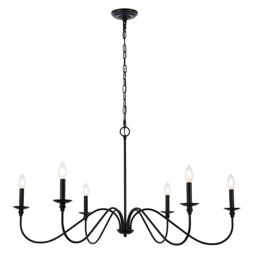 Elegant Rohan Chandelier - Matte Black, L 42" (LD5056D42MB)