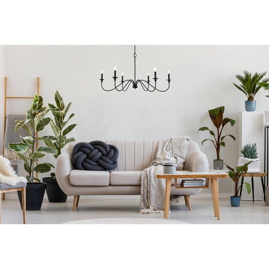 Elegant Rohan Chandelier - Matte Black, L 42" (LD5056D42MB)