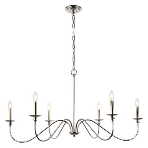 Elegant Rohan Chandelier - Polished Nickel, L 42" (LD5056D42PN)