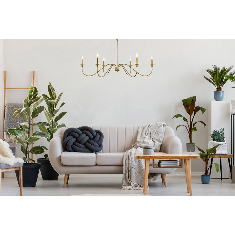 Elegant Rohan Chandelier - Brass, L 48" (LD5056D48BR)