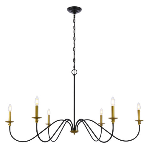 Elegant Rohan Chandelier - Brass/Black, L 48" (LD5056D48BRB)