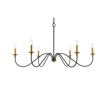 Elegant Rohan Chandelier - Brass/Black, L 48" (LD5056D48BRB)