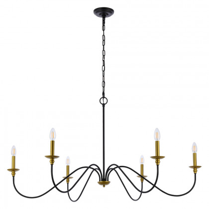 Elegant Rohan Chandelier - Brass/Black, L 48" (LD5056D48BRB)