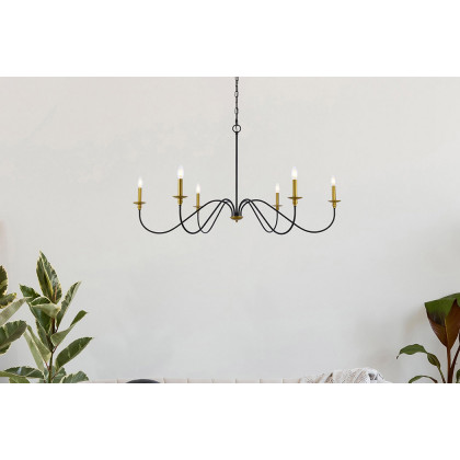 Elegant Rohan Chandelier - Brass/Black, L 48" (LD5056D48BRB)