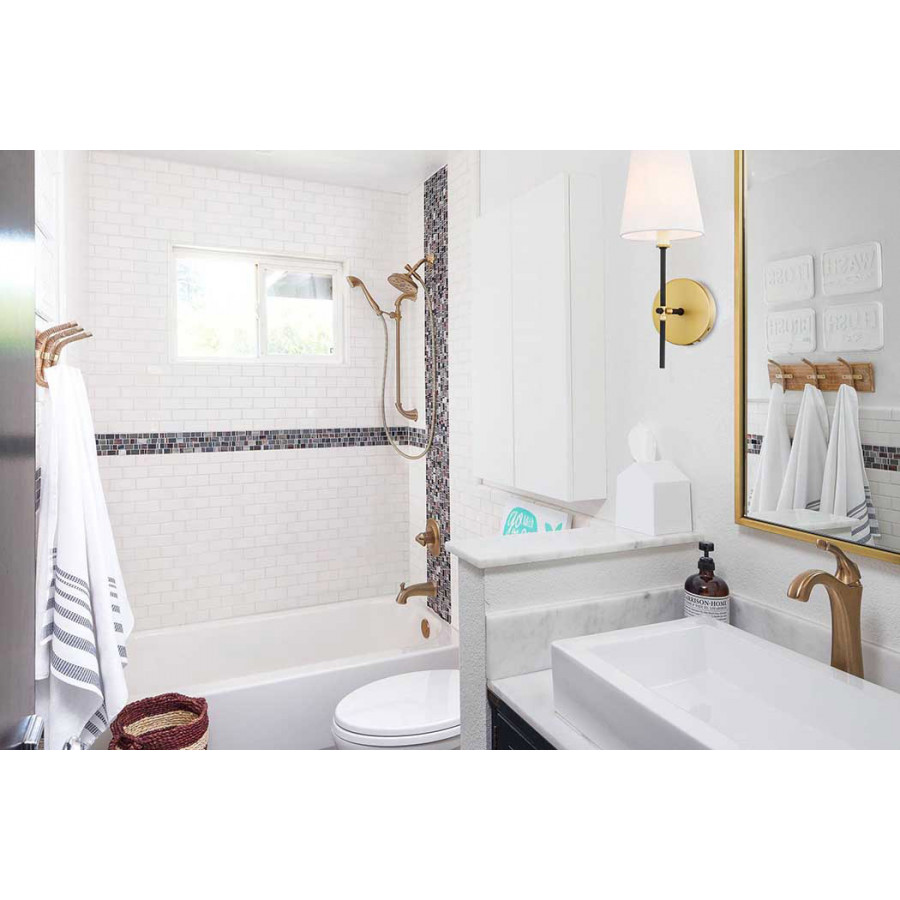 Elegant Mel 1 Light Wall Sconce - Brass/Black, L 5.5" (LD6004W6BRBK)