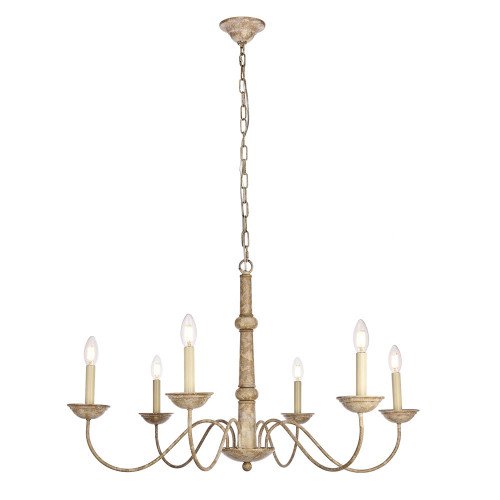 Elegant Merritt 6-Light Chandelier - Weathered Dove, L 35" (LD6007D35WD)