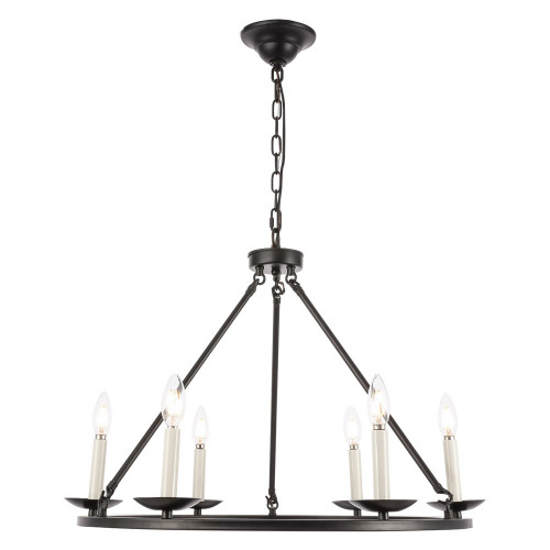 Elegant Maine 6-Light Chandelier - Black, L 26" (LD6010D26BK)