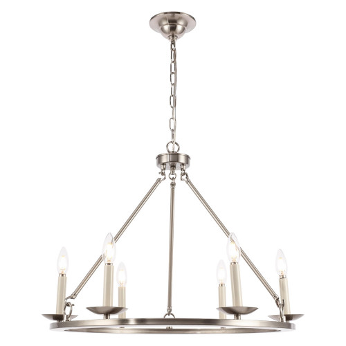 Elegant Maine 6-Light Chandelier - Burnished Nickel, L 26" (LD6010D26BN)
