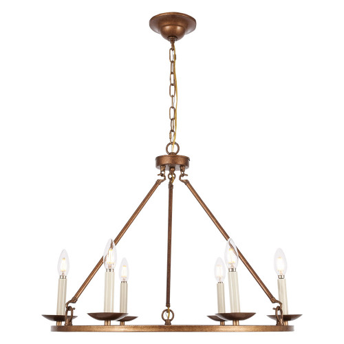 Elegant Maine 6-Light Chandelier - Gold, L 26" (LD6010D26G)