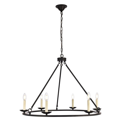 Elegant Maine 6-Light Chandelier - Black, L 32" (LD6010D32BK)