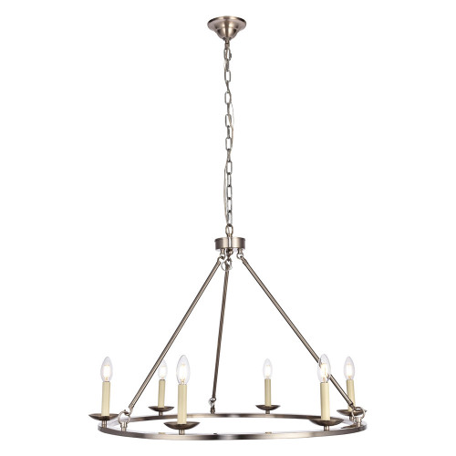 Elegant Maine 6-Light Chandelier - Burnished Nickel, L 32" (LD6010D32BN)