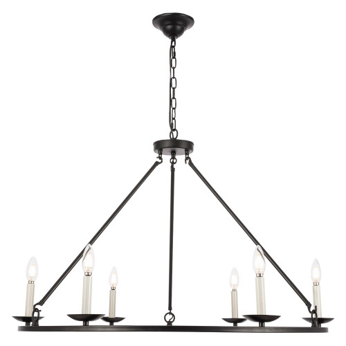 Elegant Maine 6-Light Chandelier - Black, L 36" (LD6010D36BK)