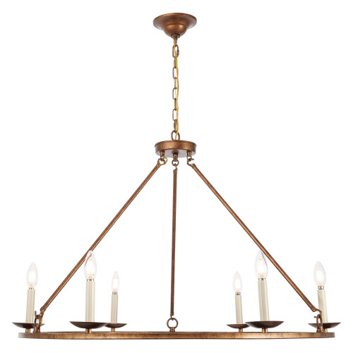 Elegant Maine 6-Light Chandelier - Gold, L 36" (LD6010D36G)
