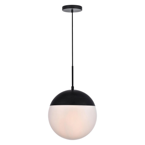 Elegant Pendant Light - Black/Glass Matte, L 12" (LD6038BK)