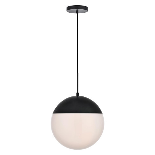 Elegant Pendant Light - Black/Glass Matte, L 14" (LD6044BK)