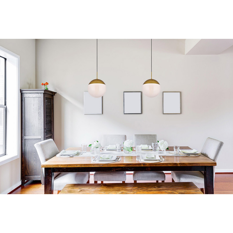 Elegant Pendant Light - Brass/Glass Matte, L 14" (LD6048BR)