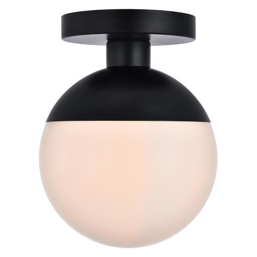 Elegant Flush Mount Light - Black/Glass Matte, L 8" (LD6050BK)