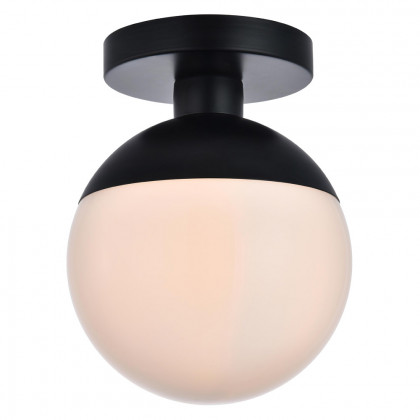 Elegant Flush Mount Light - Black/Glass Matte, L 8" (LD6050BK)