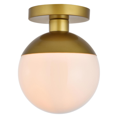 Elegant Flush Mount Light - Brass/Glass Matte, L 8" (LD6054BR)