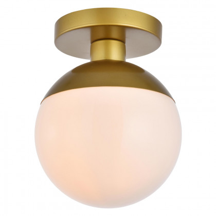 Elegant Flush Mount Light - Brass/Glass Matte, L 8" (LD6054BR)
