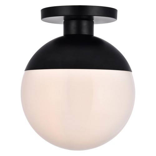 Elegant Flush Mount Light - Black/Glass Matte, L 12" (LD6056BK)