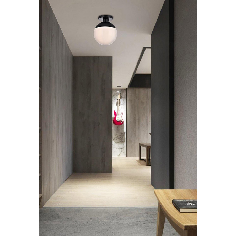 Elegant Flush Mount Light - Black/Glass Matte, L 12" (LD6056BK)