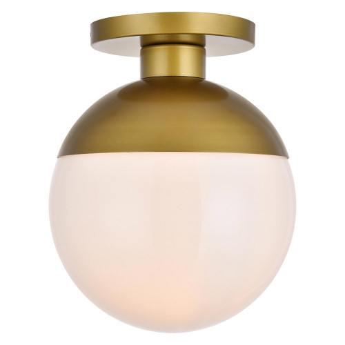Elegant Flush Mount Light - Brass/Glass Matte, L 12" (LD6060BR)