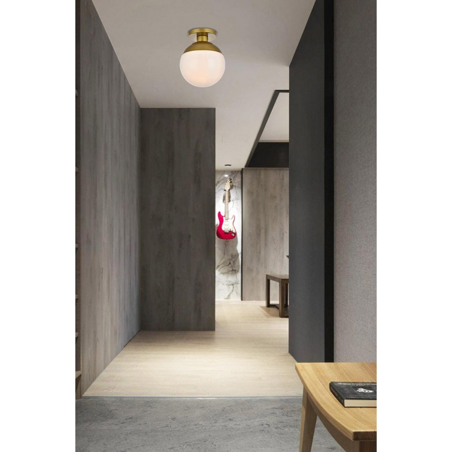 Elegant Flush Mount Light - Brass/Glass Matte, L 12" (LD6060BR)